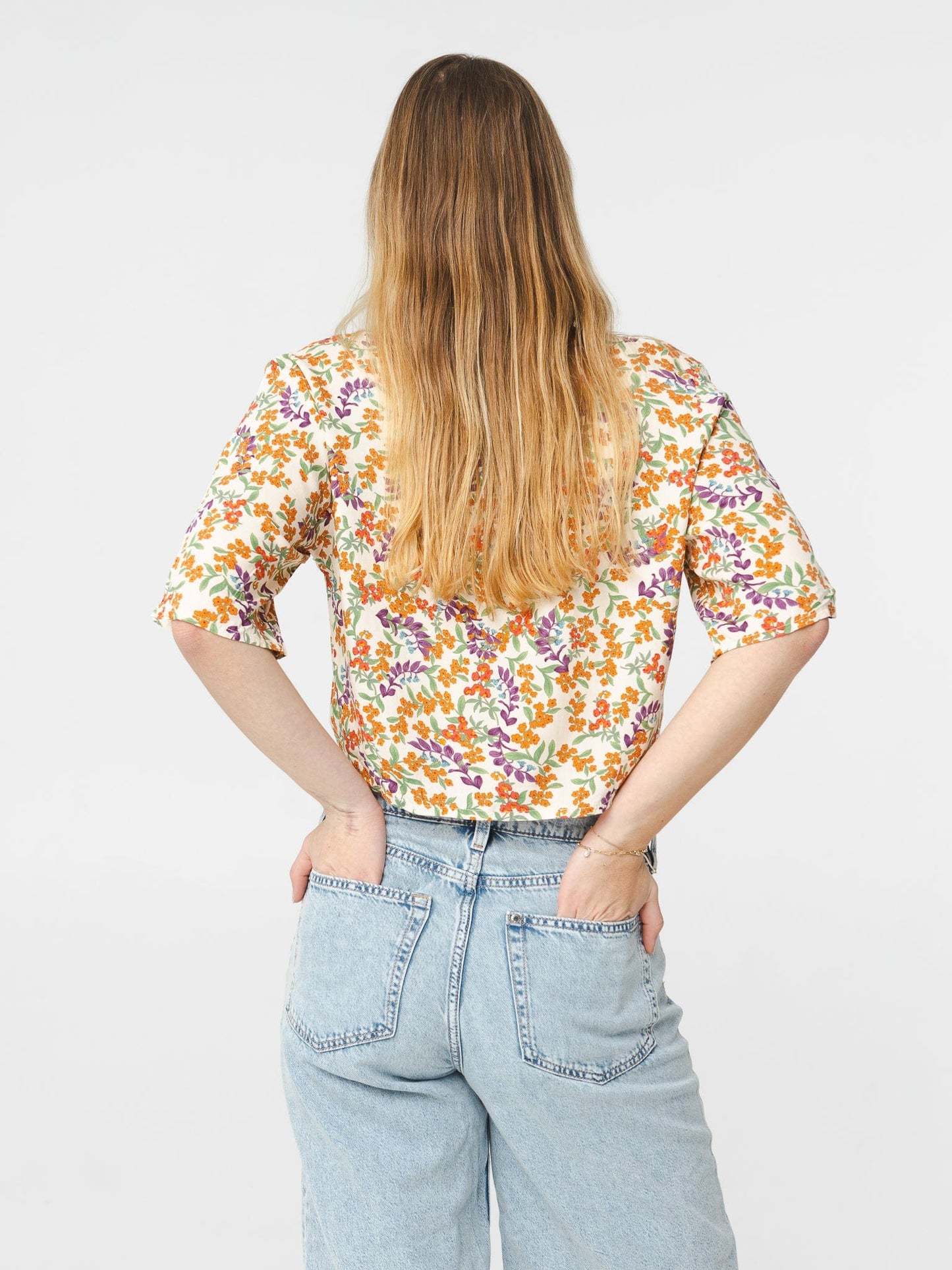 Blouse Nao- Fleurie orangée