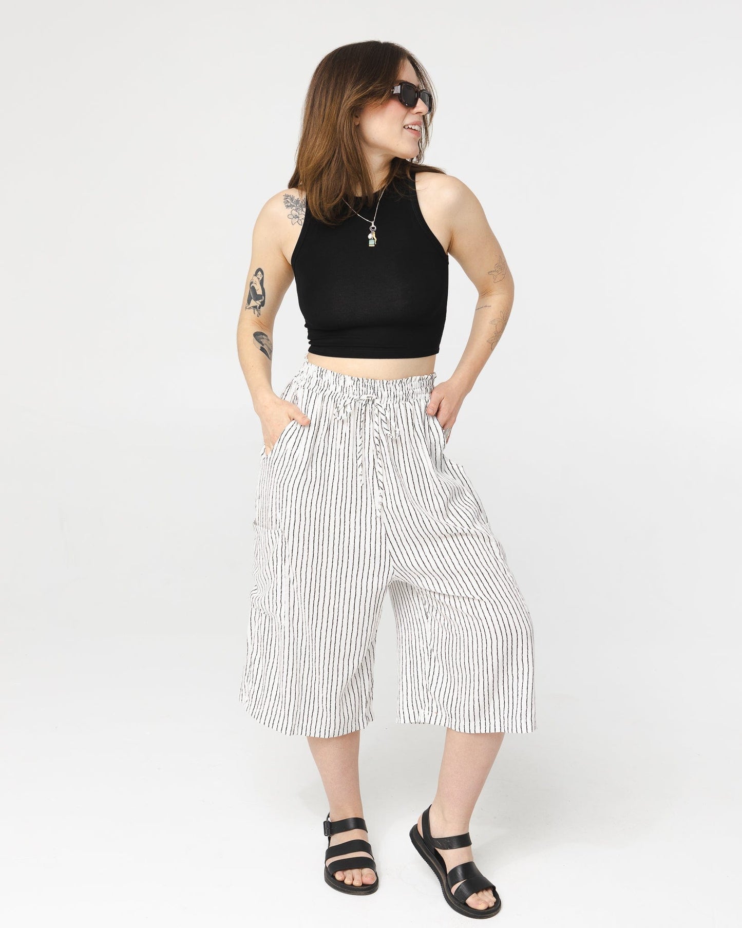 Pantalon Nora - Ligné blanc