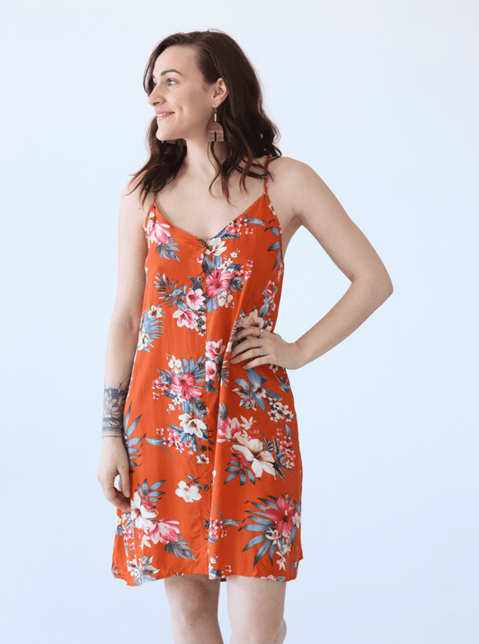 Paula Dress - Orange Flowers 