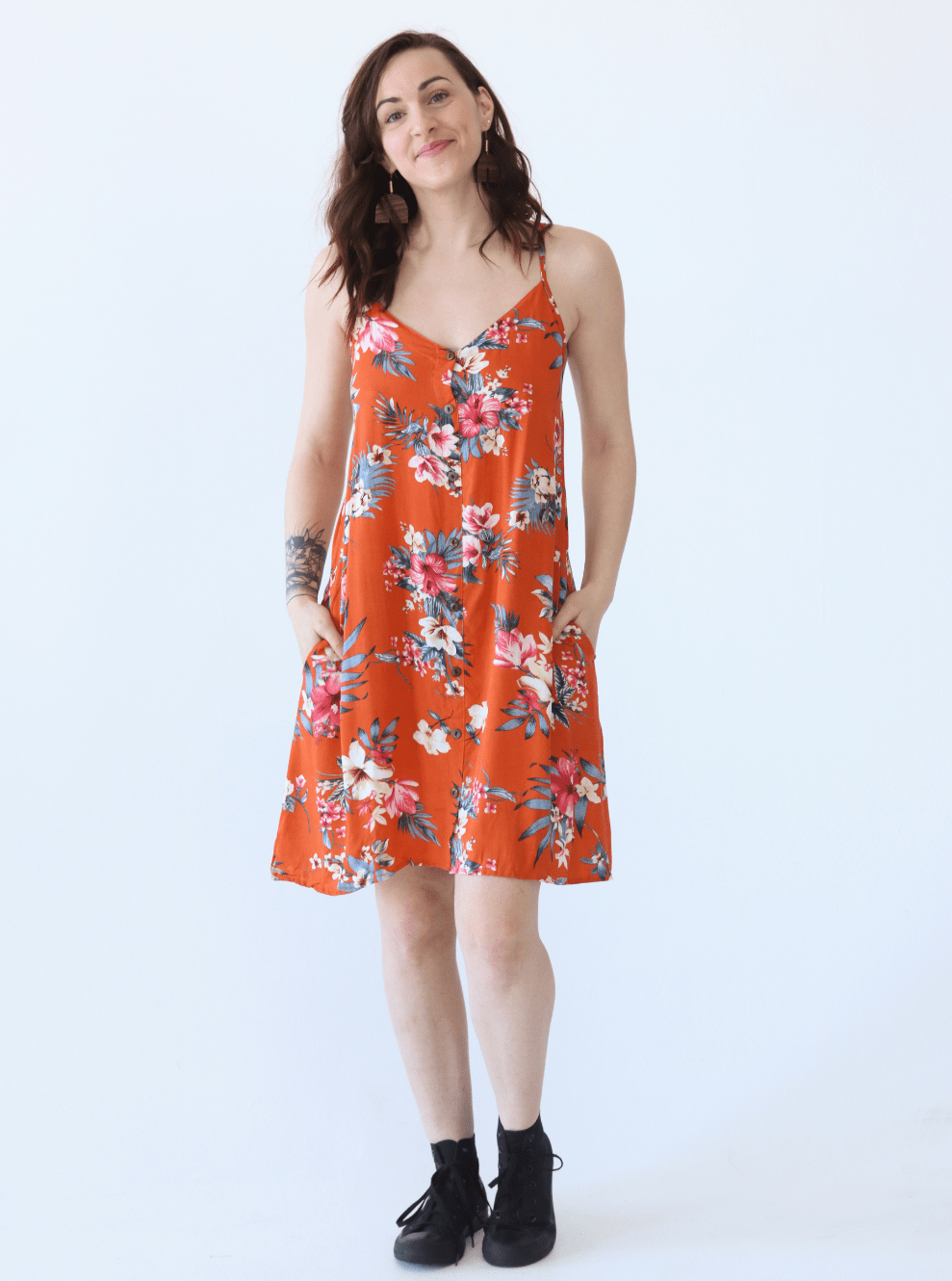 Paula Dress - Orange Flowers 