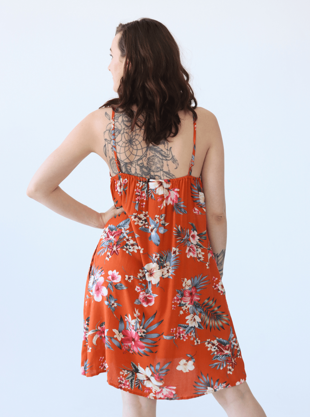Paula Dress - Orange Flowers 