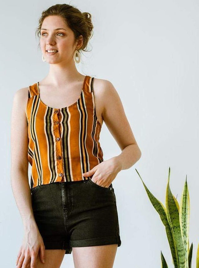 Hamilton ocher striped tank top